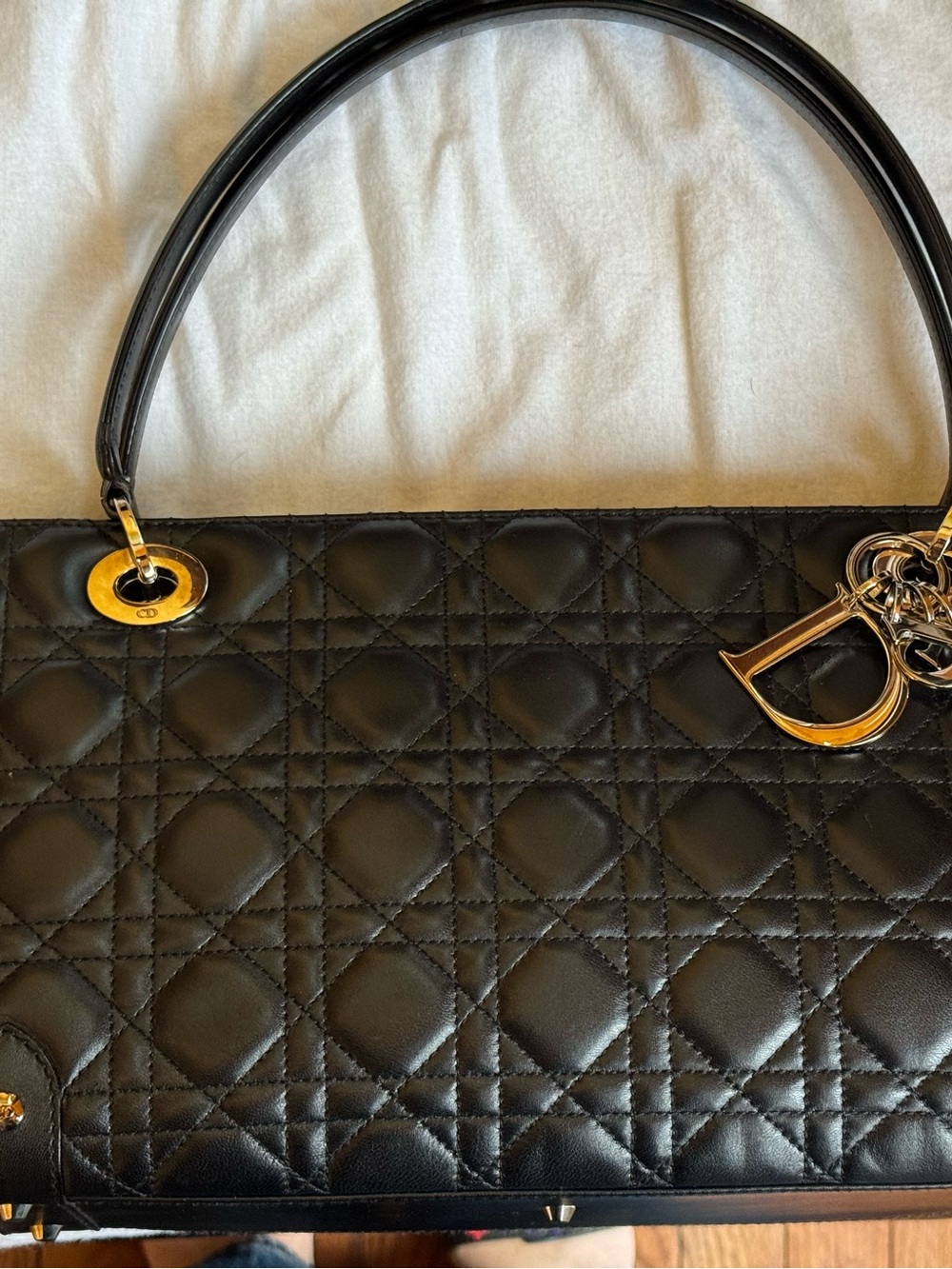 Dior Black Quilted Leather Shoulder Bag with Gold Hardware